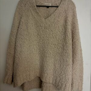 Cozy Bouclé Cream V-Neck Sweater